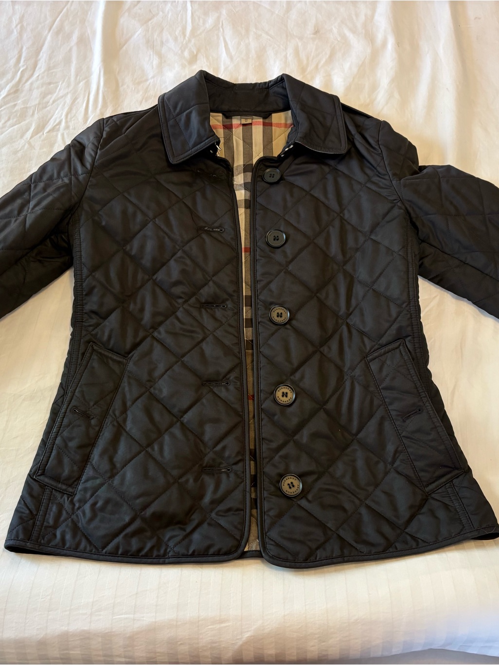 Burberry Black Quilted Button-Up Jacket
